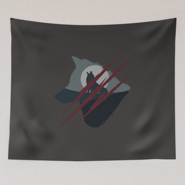 Item preview, Silhouette Wolf Head with Howling Wolf Inside (With Claw Mark) designed and sold by shindeku.