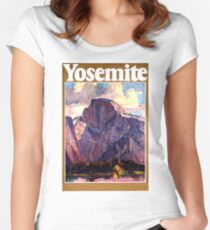 Yosemite, Mountain, National park, Vintage travel poster Women's Fitted Scoop T-Shirt