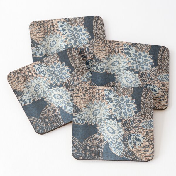 Item preview, Indonesia hand-drawn combination floral flower blue batik pattern from Pekalongan designed and sold by Morcawork.