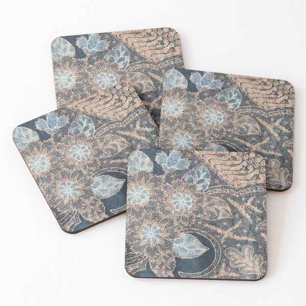 Item preview, Indonesia hand-drawn combination floral flower blue leaves plant batik pattern from Pekalongan designed and sold by Morcawork.