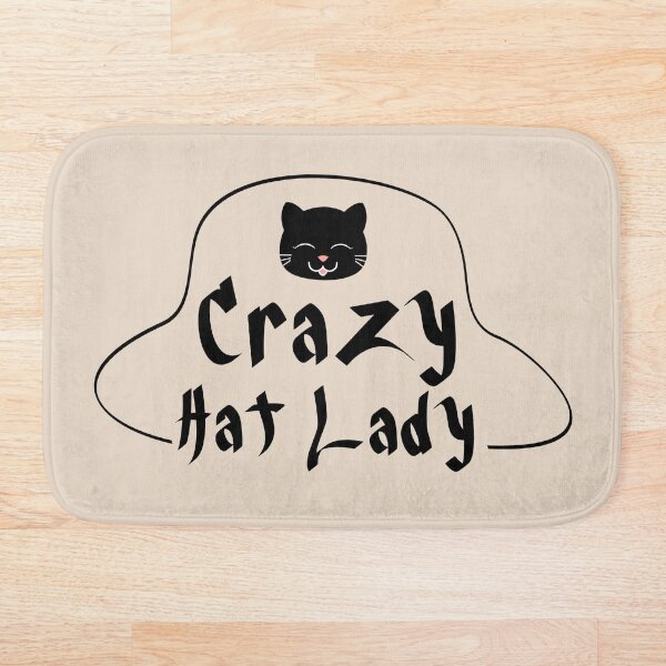 Item preview, Crazy Hat Lady Text with Cute Cat - Black designed and sold by pixelspantry.