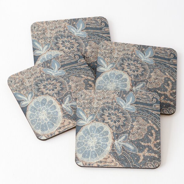 Item preview, Indonesia hand-drawn combination floral flower blue leaves plant batik pattern from Pekalongan designed and sold by Morcawork.