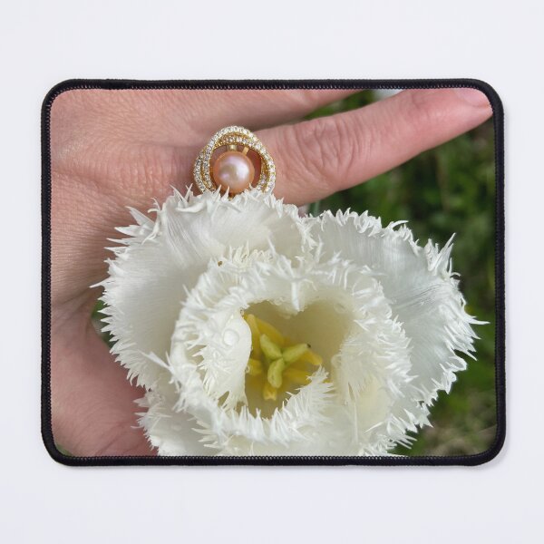Item preview, Pure White Tulip with Pink Pearl designed and sold by TherapeuticNest.