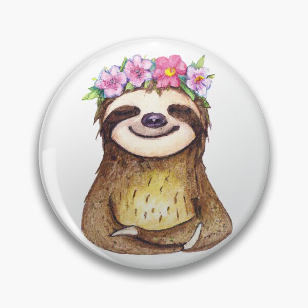 Item preview, Happy Sloth with Flowercrown designed and sold by Crowded-Moon.