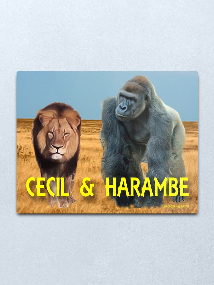 Alternate view of Harambe and Cecil Together Metal Print