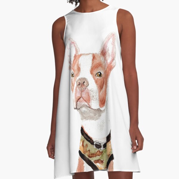 Portrait of a Boston Terrier A-Line Dress