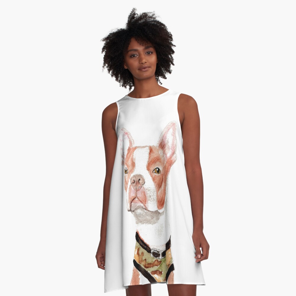 Portrait of a Boston Terrier A-Line Dress