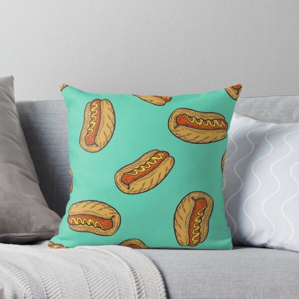 Item preview, Hot dog sausage Fast food vector seamless pattern. Junk food on green designed and sold by julkapulka.