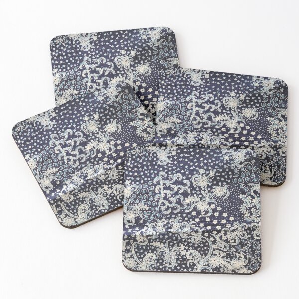 Item preview, Indonesia hand-drawn batik tulis cotton fabric blue white floral pattern from Lasem designed and sold by Morcawork.