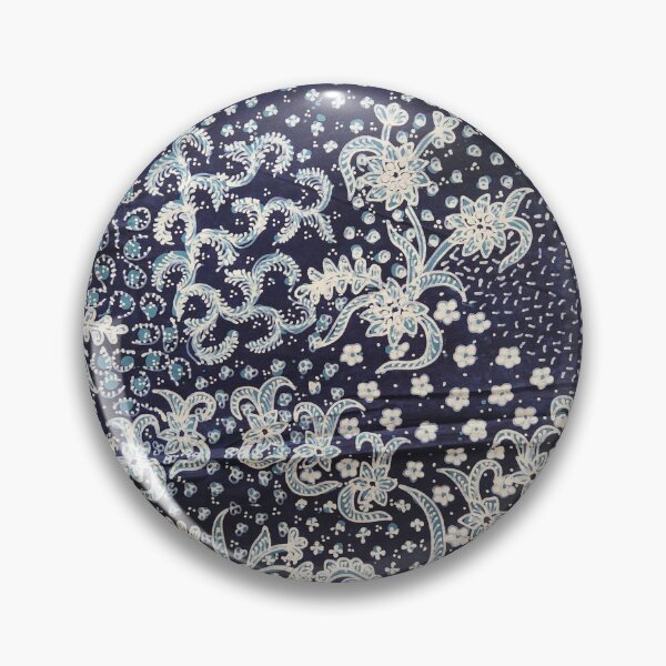 Item preview, Indonesia hand-drawn batik tulis cotton fabric blue white floral pattern from Lasem designed and sold by Morcawork.