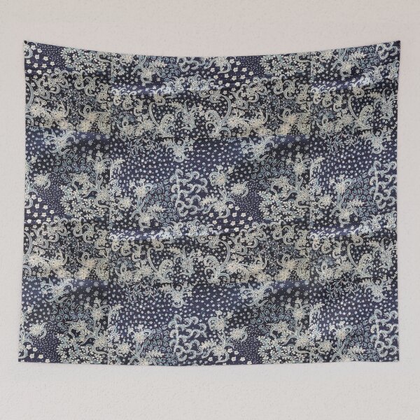 Item preview, Indonesia hand-drawn batik tulis cotton fabric blue white floral pattern from Lasem designed and sold by Morcawork.
