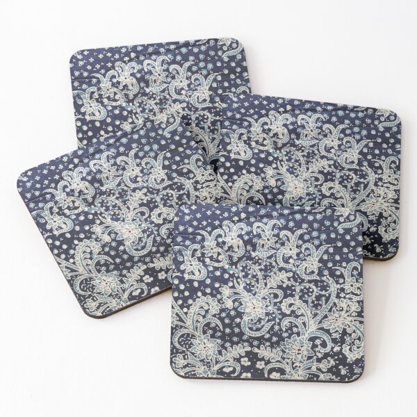 Item preview, Indonesia hand-drawn batik tulis blue white floral pattern from Lasem designed and sold by Morcawork.