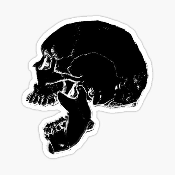 Black Digital Art Skull Graphic Sticker