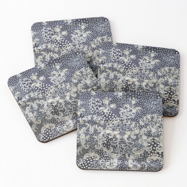 Item preview, Indonesia hand-drawn batik tulis cotton fabric blue white floral pattern swirl Lasem designed and sold by Morcawork.