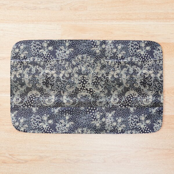 Item preview, Indonesia hand-drawn batik tulis cotton fabric blue white floral pattern swirl Lasem designed and sold by Morcawork.