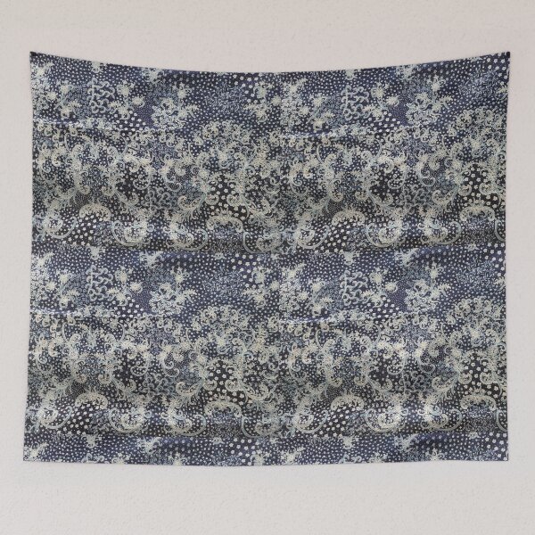 Item preview, Indonesia hand-drawn batik tulis cotton fabric blue white floral pattern swirl Lasem designed and sold by Morcawork.