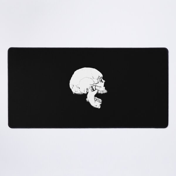 White Digital Art Skull Graphic Desk Mat