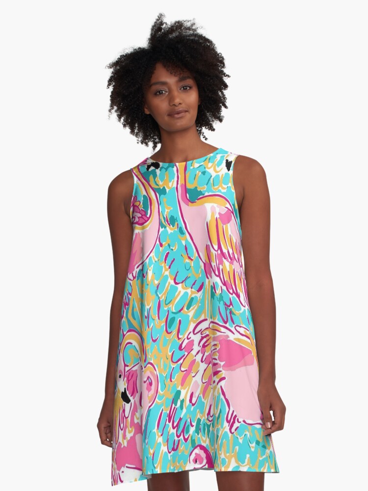 Thumbnail 1 of 4, A-Line Dress, sweet flamingo designed and sold by catherinebinson.