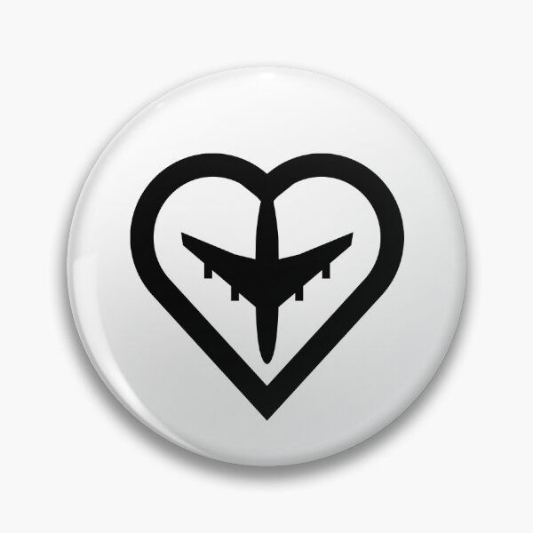 Item preview, Lovely airplane inside a heart minimalist design - black designed and sold by avionbubble.
