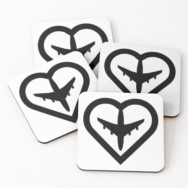 Item preview, Lovely airplane inside a heart minimalist design - black designed and sold by avionbubble.