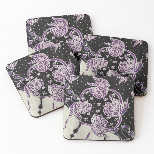 Item preview, Indonesia hand-drawn batik tulis purple black floral lereng Lasem designed and sold by Morcawork.