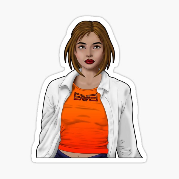 Pretty woman with shirt without frame Sticker