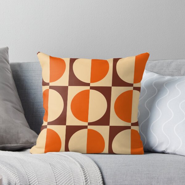 Retro Geometric Half Square and Circle Pattern 233 Throw Pillow