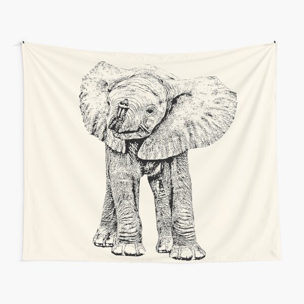 Cute Baby Elephant | African Wildlife Tapestry