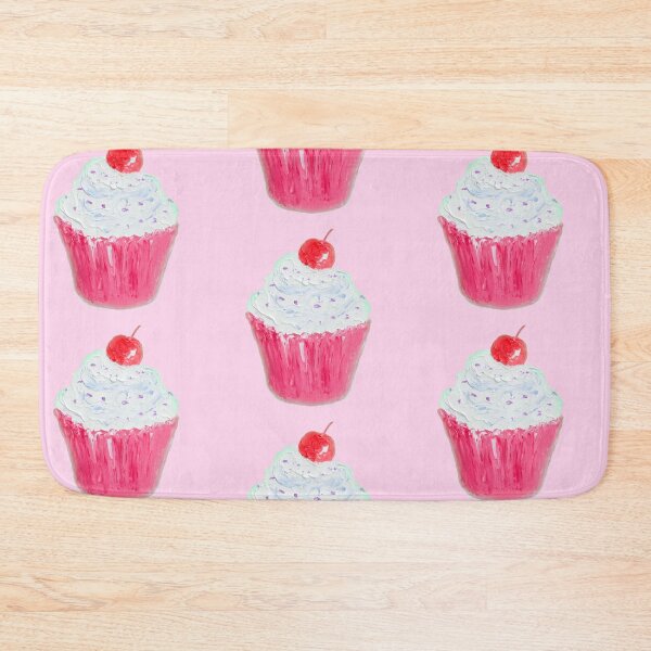 Item preview, Cupcake with frosting on pink background designed and sold by MatsonArtDesign.
