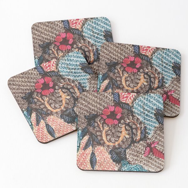Item preview, Indonesia hand drawn cotton batik fabric brown flower plants pattern Pamekasan Madura designed and sold by Morcawork.