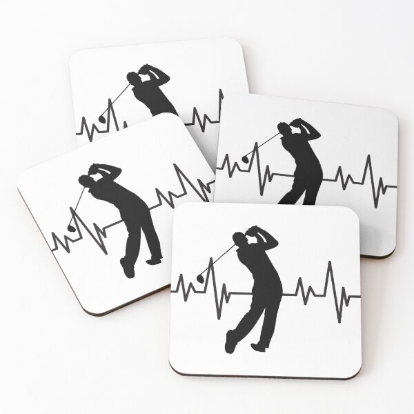 Item preview, HEARTBEAT PULSE SPORTS RANGE GOLFER SWING BLACK PRINT SILHOUETTE designed and sold by IslandBaneMerch.