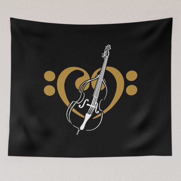 Item preview, Heart from bass clefs with double bass designed and sold by Vectorbrusher.