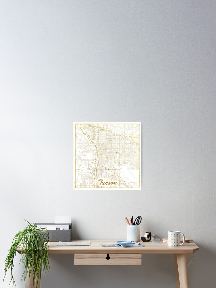 Thumbnail 1 of 3, Poster, Tucson Map Gold designed and sold by HubertRoguski.