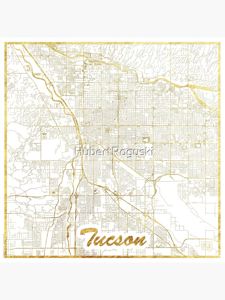 Thumbnail 3 of 3, Poster, Tucson Map Gold designed and sold by HubertRoguski.