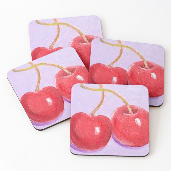 Item preview, Two Bright Red Cherries painting designed and sold by MatsonArtDesign.