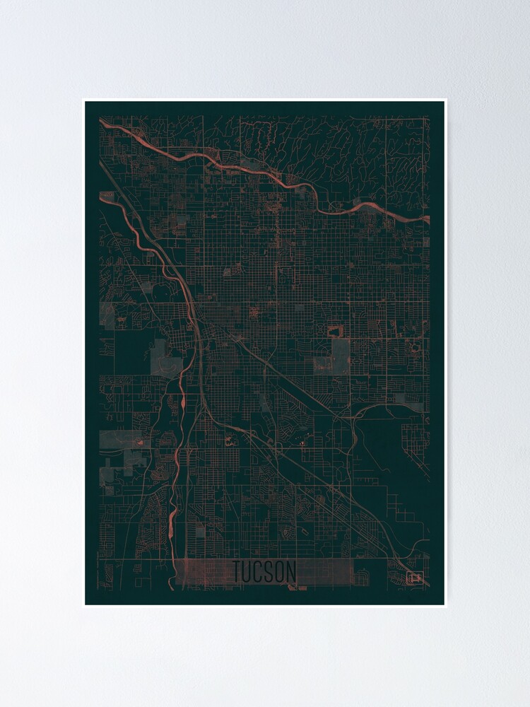 Thumbnail 2 of 3, Poster, Tucson Map Red designed and sold by HubertRoguski.