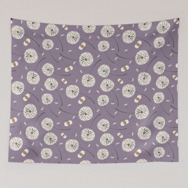 Item preview, Dandelions and Bees in Purple designed and sold by kmstudio.