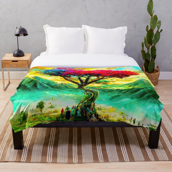 Item preview, The dream tree in the hiking landscape with mountains dreamlike art designed and sold by dKip-design.