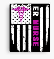 ER Nurse American Flag T-Shirt Canvas Print