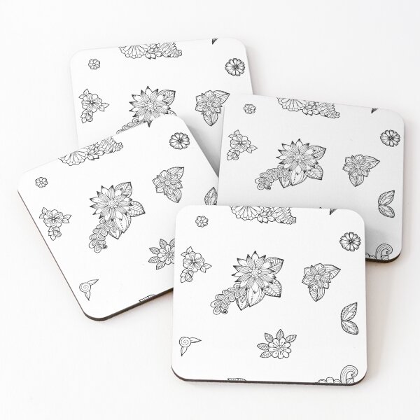 Item preview, Black and White Flowers and Leaves Doodle designed and sold by Pavnud.