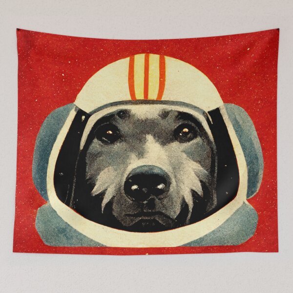 Item preview, Grey Hound Soviet Space Dog Cosmonaut Portrait in Propaganda Style designed and sold by laika-et-al.