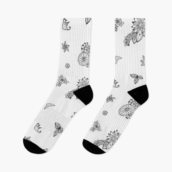 Item preview, Black and White Flowers and Leaves Doodle designed and sold by Pavnud.