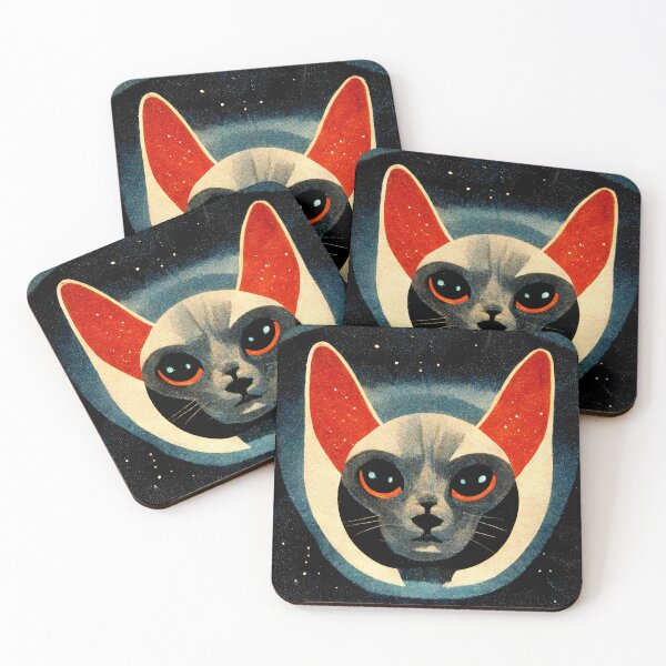 Item preview, Extra-terrestrial Inter-galactic Space Cat in Soviet Propaganda Style  designed and sold by laika-et-al.