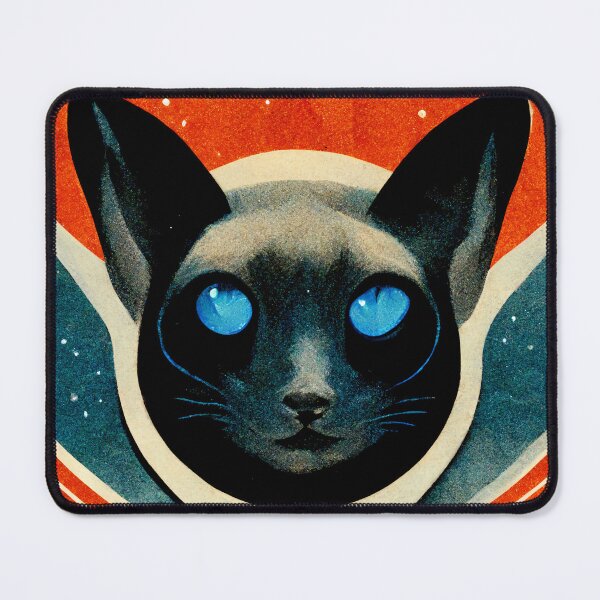 Item preview, Atomic Era Celestial Cosmic Space Siamese Cat in Grainy Propaganda Style designed and sold by laika-et-al.