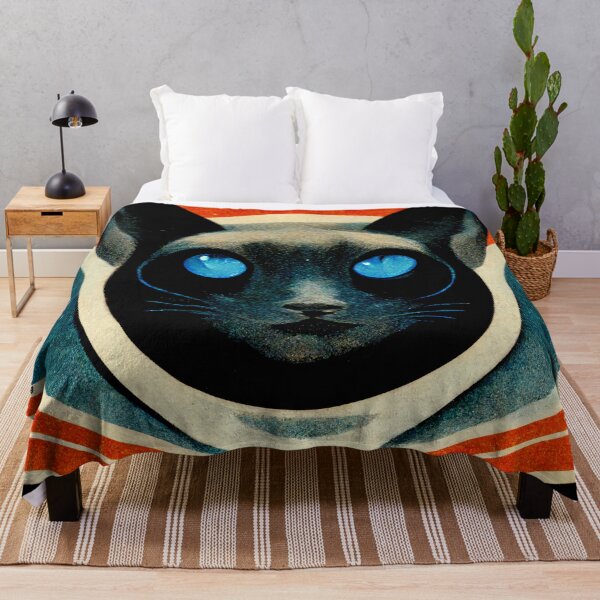 Item preview, Atomic Era Celestial Cosmic Space Siamese Cat in Grainy Propaganda Style designed and sold by laika-et-al.
