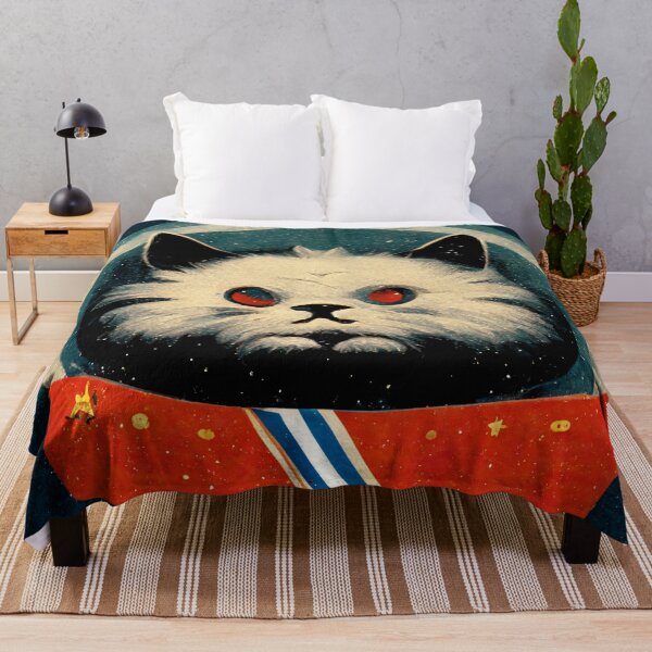 Item preview, White Persian Cat Soviet Space General Cosmonaut in Propaganda Style designed and sold by laika-et-al.