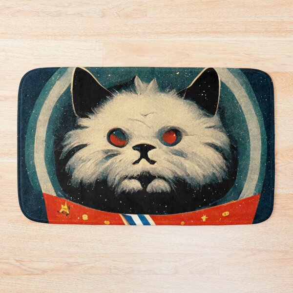 Item preview, White Persian Cat Soviet Space General Cosmonaut in Propaganda Style designed and sold by laika-et-al.