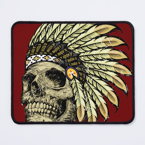 Item preview, Native American Skull Chief with Feather Headpiece designed and sold by JuliaPop.
