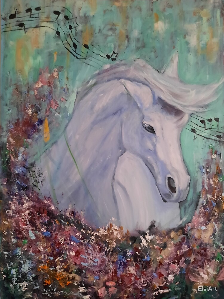 "White horse oil painting" Poster for Sale by ElsiArt Redbubble