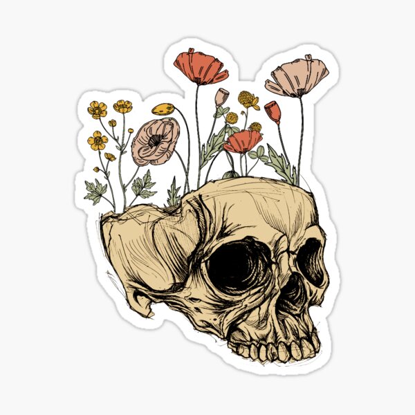 Pink Skull and Flowers